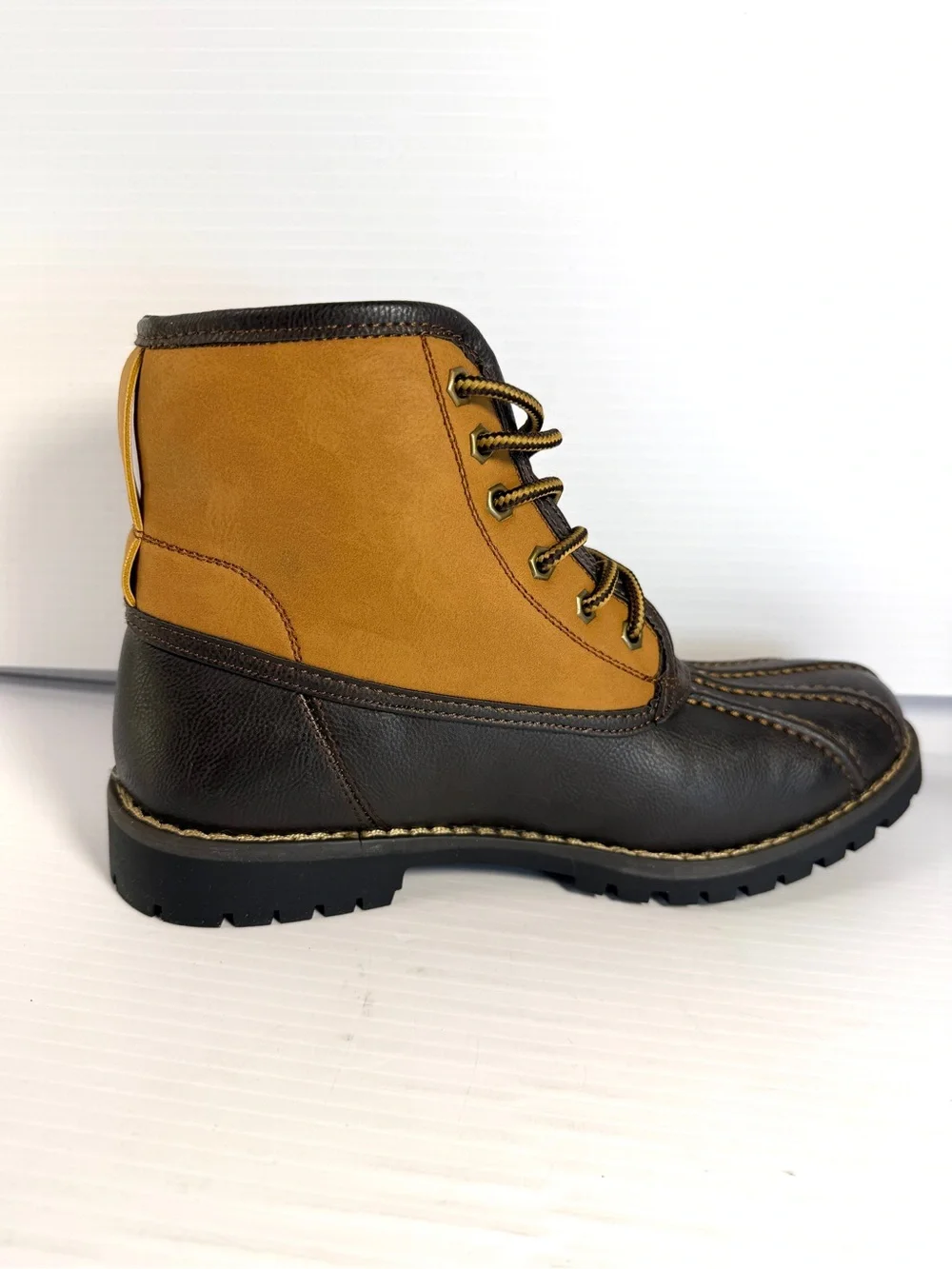 Steven By Steve Madden Brown and Tan Lace-Up Duck Boots